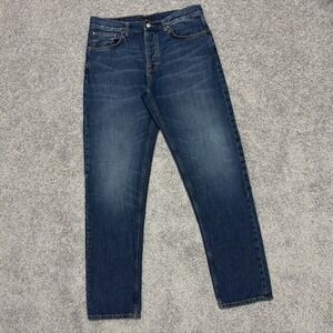 Nudie Jeans Steady Eddie II Denim Faded Regular Tapered 100% Cotton Mens 34x32